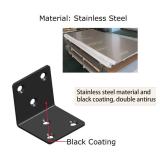 Black Stainless Steel Corner Bracket,Joint Right Angle Bracket,L Shape Heavy Duty Metal Corner Brace Shelf Supporter for Wood Aufuga (Black_2x2x2inch, 10)