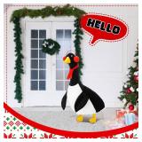 Outus Halloween Penguin Goose Outfits Funny Penguin Porch Goose Outfit 23 Inch Holiday Lawn Plastic Cement Geese Clothes for Halloween Christmas Yard Garden Outdoor Decor