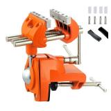 MAXMAN Clamp Bench Vise with Post Universal, Woodworking Vise, 360° Heavy Duty Cast Steel, Table Clamp Vise with Swivel Base for Workbench DIY Projects, Handcraft Creations
