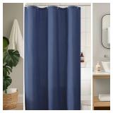 OVZME Zora 36 x 72 Inch Stall Fabric Shower Curtain - Soft Small Shower Curtain for Bathroom for Narrow Stall Size, Machine Washable Water Resistance, Hotel Style, Dusty Blue