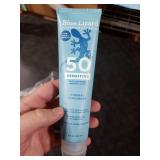 BLUE LIZARD Sensitive Mineral Sunscreen with Zinc Oxide 50+ Water Resistant UVAUVB Protection with Smart Cap Technology Fragrance Free, Sensitve, SPF 50 - - Tube, Unscented, 5 Fl Oz