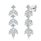 Moissanite Drop Dangle Earrings for Women, 925 Sterling Silver Leaf-Shape Earring Hypoallergenic Jewelry Birthday Gifts with Jewelry Box Packed