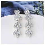 Moissanite Drop Dangle Earrings for Women, 925 Sterling Silver Leaf-Shape Earring Hypoallergenic Jewelry Birthday Gifts with Jewelry Box Packed