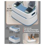 MR.SIGA Toilet Stool Squat Adult, Bathroom Stool Heavy Duty, Anti Slip Toilet Step for Bathroom, Toddler Step Stool for Kids, White & Grayish Blue