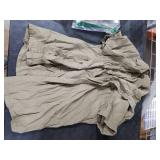 Bbalizko Mens Short Sleeve Button Up Shirts Linen Cotton Beach Tops Spread Collar Plain Summer T Shirt with Pocket Army Green Large