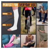 Doc Miller, Open Toe Compression Socks, 8-15 mmHg, Toeless, Support Circulation, Shin Splints, Calf Recovery, Varicose Veins, Knee High, Medical Grade, White Socks, X-Large Size for Men & Women, Pair