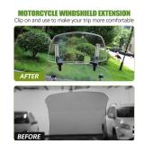PACEWALKER Universal Motorcycle Windshield Extension Motorcycle Wind Deflector Adjustable Clip-on Windscreen Visor Fit for Most Motorcycle Scooter Dirt Bikes (Transparent)