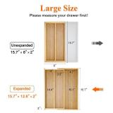 Large Bamboo Silverware Drawer Organizer Tray Kitchen Tool Drawer Divider Organizers Storage Expandable Cooking Utensil Organizer Wooden Cutlery Tray Spoon Flatware Organizers Utensil Holder Drawers E