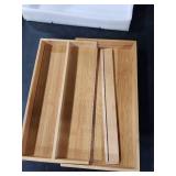 Large Bamboo Silverware Drawer Organizer Tray Kitchen Tool Drawer Divider Organizers Storage Expandable Cooking Utensil Organizer Wooden Cutlery Tray Spoon Flatware Organizers Utensil Holder Drawers E