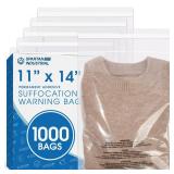 Spartan Industrial - 11 X 14 (1000 Count) Self Seal Clear Poly Bags with Suffocation Warning for Packaging, T Shirts - Permanent Adhesive