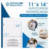 Spartan Industrial - 11 X 14 (1000 Count) Self Seal Clear Poly Bags with Suffocation Warning for Packaging, T Shirts - Permanent Adhesive