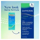 Differin Acne Face Wash with 5% Benzoyl Peroxide, Daily Deep Cleanser by the makers of Differin Gel, Gentle Skin Care for Acne Prone Sensitive Skin, 4 oz (Packaging May Vary)