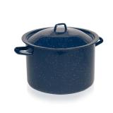 IMUSA 6Qt Blue Speckled Enamel Stock Pot with Lid, Traditional Mexican Enamel Cookware for Everyday Cooking and Kitchen Use NO LID