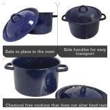 IMUSA 6Qt Blue Speckled Enamel Stock Pot with Lid, Traditional Mexican Enamel Cookware for Everyday Cooking and Kitchen Use NO LID