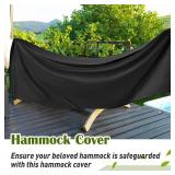 Tranqun 14-15 ft Hammock Cover 188 W x 58 D x 20 H Heavy Duty 420d Oxford Weather Resistant Cover Waterproof Protection for Hammock Stand Outdoor Garden, Buckle Strap, Double Stitched Seams (Black)