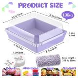 Outus 100 Pack Charcuterie Boxes with Clear Lids Paper Food Containers Cake Take out Bakery Boxes with Gift Tags Rope for Desserts Cake Sandwich Strawberry(Purple,Small,Classic)