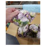 Solsew 6 Sets Artificial Peonies Flower Peony Bouquet with Galvanized Metal Pot Silk Fake Peonies Faux Flower Arrangements for Wedding Table Centerpiece Party Home Room (Purple)