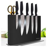 Pailexin Magnetic Knife Block Without Knives Black Stainless Steel Double-Sided Magnetic Knife Holder Stand with Strong Magnets, Knife Storage Organizer for Kitchen Counter top