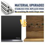 Pailexin Magnetic Knife Block Without Knives Black Stainless Steel Double-Sided Magnetic Knife Holder Stand with Strong Magnets, Knife Storage Organizer for Kitchen Counter top