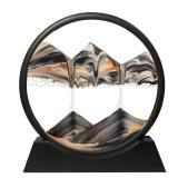Muyan Moving Sand Art Picture Sandscapes in Motion Round Glass 3D Deep Sea Art for Adult Kid Large Desktop Toys (Black, 7 Inch)