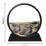 Muyan Moving Sand Art Picture Sandscapes in Motion Round Glass 3D Deep Sea Art for Adult Kid Large Desktop Toys (Black, 7 Inch)