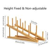 TIE-DailyNec 4 PCS Wooden Dish Drying Rack Bamboo Plate Dish Rack Stand Kitchen Cabinet Organizer Pot Lid Holder for Plate, Dish, Cup, Cutting Board, Bowl, Pot Lid