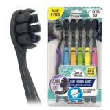 GuruNanda Butter on Gums Charcoal Toothbrush - 8000+ SoftexTM Bristles for Sensitive Teeth & Gums, Aids in Teeth Whitening, Extra Soft (5 Count)