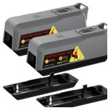 2 Pack Electric Mouse Traps Indoor for Home, Reusable No-Touch Electric Mouse Trap Zapper with Powerful Voltage Effectively Kills Mice in Living Rooms, Kitchens, Garages, and More