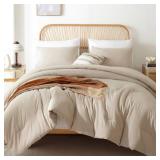 ROSGONIA King Size Comforter Set Light Khaki,3pcs King Comforter Set(1 Khaki Comforter & 2 Pillowcases) All Season Lightweight Bedspread Blanket Quilt