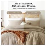 ROSGONIA King Size Comforter Set Light Khaki,3pcs King Comforter Set(1 Khaki Comforter & 2 Pillowcases) All Season Lightweight Bedspread Blanket Quilt