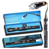 VIBELITE Extendable Magnetic Flashlight with Telescoping Magnet Pickup Tool-Cool Gadget Birthday for Men, Dad, Husband, Him, Father, Mechanic,Tech, Handyman, Boyfriend, Women, Black