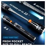 VIBELITE Extendable Magnetic Flashlight with Telescoping Magnet Pickup Tool-Cool Gadget Birthday for Men, Dad, Husband, Him, Father, Mechanic,Tech, Handyman, Boyfriend, Women, Black