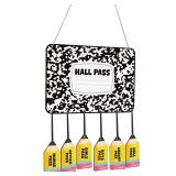 Fullhawl 7 Pcs Hall Passes for Classroom Include 1 Hall Passes Chalkboard with 6 Pack of Pencil Shape Hall Passes Bathroom Passes for Classrooms Elementary School Teacher Gift