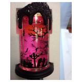 Eldnacele Halloween Snow Globe Candles Lighted Lamp, Battery Operated Spinning Water Glittering Tornado Flameless Candles Table Centerpiece for Halloween Decoration Indoor(Ghost) - Retail: $16