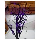 WATERGLIDE Halloween Lighted Tabletop Tree, 18IN Artificial Black Spooky Tree with 24LED Purple Lights, Table Centerpiece Battery or USB Operated with Timer, Indoor Halloween Home Desk Bedroom Decor -
