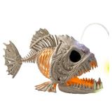 JOYIN Halloween Skeleton Lantern Fish with LED Eye Plastic Bones for Halloween Decoration Party Photo Prop, Graveyard Decor, Indoor Outdoor Spooky Scene(10.2â *5.5â *3â) - Retail: $22