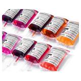 WYNK Blood Bags for Drinks, 10 IV Bags for Halloween Party Decoration, Reusable Drink Pouch for Live Blood of Theme Parties, Masquerade,Vampire,Zombie,Nurse Graduation Party Props - Retail: $15