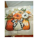 GEEORY Fall Throw Pillow Covers 18x18 Inch Set of 4, Pumpkins Floral Wreath Mason Jars Blessed Autumn Seasonal Decorative Farmhouse Decoration for Home G558-18 - Retail: $20