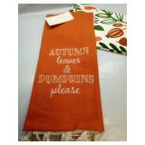 Autumn Leaves & Pumpkins Tea Towel Set - Retail: $5