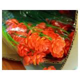 20 Bundles Artificial Fall Flowers for Outdoors Fall Decorations-UV Resistant Fake Mums Faux Plants Plastic Flowers Greenery Home Porch Gardens Fireplace Patio Autumn Thanksgiving Decor(Orange Red) - 