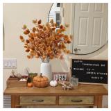 Sggvecsy 6 Pcs Fall Eucalyptus Leaves Artificial Eucalyptus Stems Long Silver Dollar Leaves Autumn Leaf Branches Fake Silk Eucalyptus for Indoor Home Autumn Thanksgiving Decor (Mixed Fall Color) - Ret