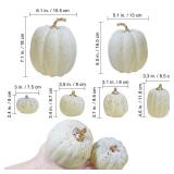 Winlyn 7 Pcs Assorted Sizes Harvest Cream Artificial Pumpkins Faux Cream Pumpkins Foam Decorative Pumpkins for Fall Farmhouse Autumn Wedding Halloween Thanksgiving Rustic Harvest Table Centerpiece - R