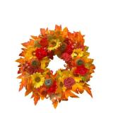 DOTKV Fall Wreaths for Front Door 18 inch Wreaths Maple Leaf Wreaths Sun Flower Wreaths for Front Door Wreaths Outside Autumn Wreaths for Halloween Thanksgiving Decor - Retail: $22