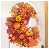 Fall Wreath Decor, Fall Wreaths for Front Door with Lifelike Squirrel, Pumpkins Berries & Maple Leaves, 18\" Autumn Fall Door Wreath Fall Wreaths for Front Door Outside Thanksgiving Home Decor - Retai