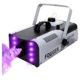 1500W Fog Machine Smoke Machine with 8 RGB LED Lights, Remote Control, Dense Fog Output, for Halloween, Christmas, Parties, DJ Shows, Stage Effects - Retail: $110