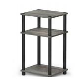 Furinno Just 3-Tier Turn-N-Tube End Table, 1-Pack, French Oak/Black