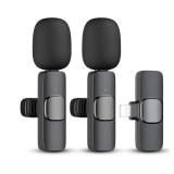 2 Pack Wireless Lavalier Microphone for iPhone iPad and Android Phone, Lapel Mic Plug and Play Wireless Mic Noise Reduction Mini Microphone for Video Recording Interview Podcast Vlog YouTube Tiktok
