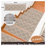 BEQHAUSE Stair Treads 15 Pack Non Slip Stair Runner 28inX9in Machine Washable Stair Mats 100% Polyester Soft Stair Carpet Treads for Wooden Steps - Retail: $80