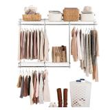 Rubbermaid Configurations Custom Closet Kit 3-6 Ft. Adjustable Metal Wire Shelving White Finish Expandable Organization System Hardware Included for Home Closet/Pantry/Laundry/Mudroom - Retail: $132