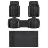 Amazon Basics 4-Piece Heavy Duty PVC Floor Mats with Cargo Liner and Rear, Waterproof Trim To Fit Car Mats, Black